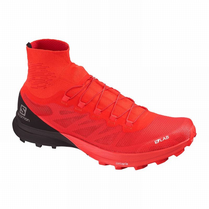 Salomon Singapore Mens Trail Running Shoes - S/LAB SENSE 8 SOFTGROUND Red/Black | 24906-CVML